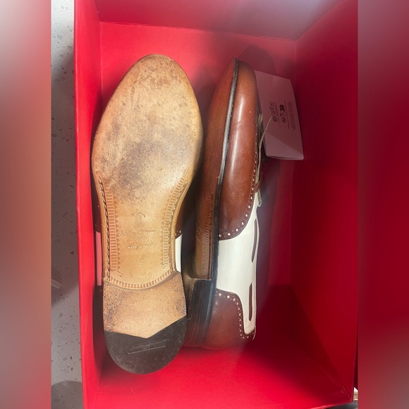 Ferragamo Men’s Tassel Loafers Brown & White Leather Size 9.5 / W11 - Picture 6 of 14